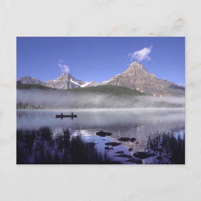 Postal Pescadores en canoa en Waterfowl Lake, Banff (Anverso)