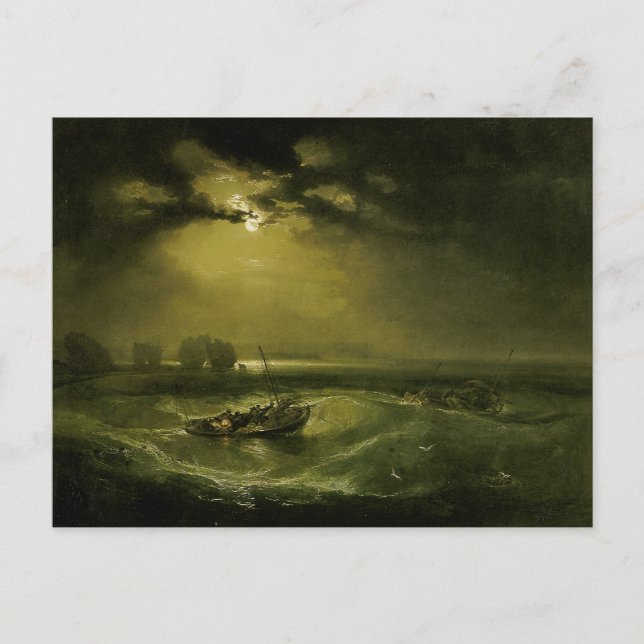Postal Pescadores en el mar, por J.M.W. Turner (Anverso)