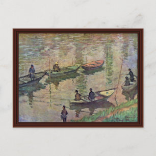 Postal Pescadores En El Sena En Poissy Por Claude Monet