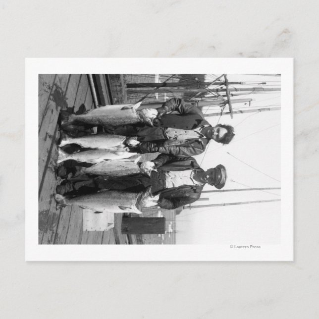 Postal Pescadores y Salmon en Docks, Washington (Anverso)