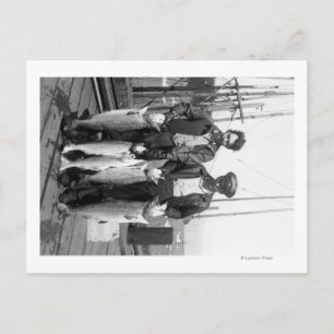 Postal Pescadores y Salmon en Docks, Washington