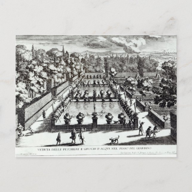 Postal Pescados en Villa d'Este, Tivoli, de 'Le Fontan (Anverso)