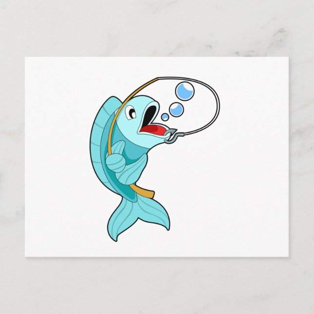 Postal Pescando con caña de pescar (Anverso)