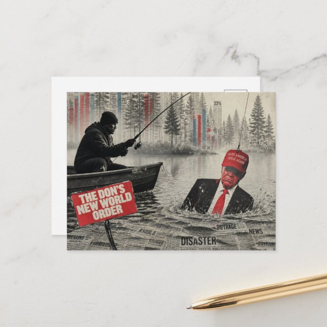Postal Pescar a Trump en el Pantano (Anverso/Reverso In Situ)