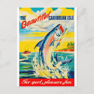 Postal Pescar en isla del Caribe