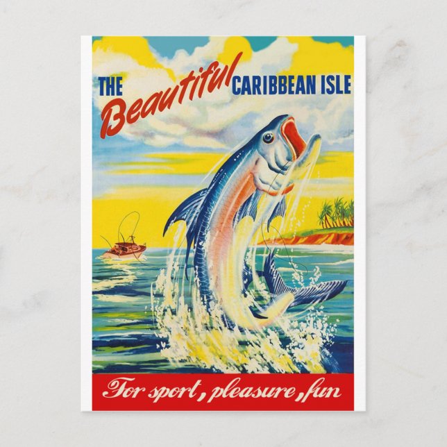 Postal Pescar en isla del Caribe (Anverso)