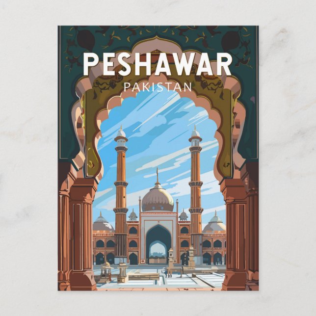 Postal Peshawar Pakistán Viaje al arte (Anverso)