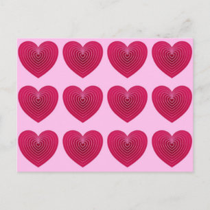 Postal Pesos rojos rosas profundos en un fondo rosa pálid