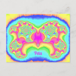 Postal PETA ~ BOLD ~ FLUOR ROSE ~ Diseño Fractal 3D ~