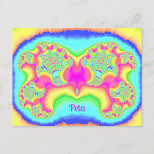 Postal PETA ~ NEGRITA ~ FLUOR ROSA ~ Diseño Fractal 3D ~