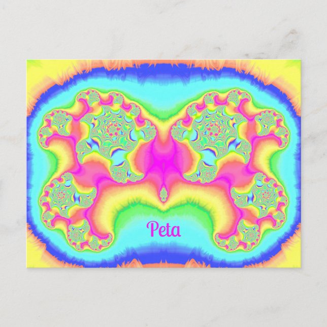 Postal PETA ~ NEGRITA ~ FLUOR ROSA ~ Diseño Fractal 3D ~ (Anverso)