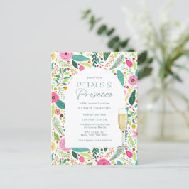 Postal Petales Prosecco Fiesta de ducha de novia con pres