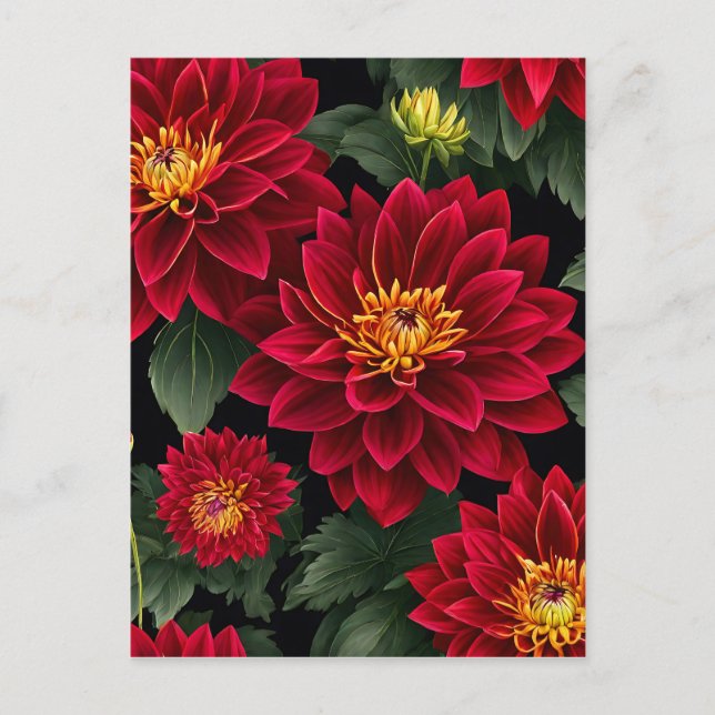 Postal Petales vibrantes Red Dahlia (Anverso)