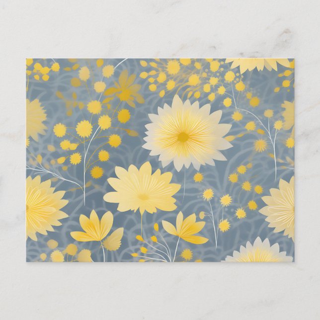 Postal Pétalos de crisantemo amarillo romántico (Anverso)