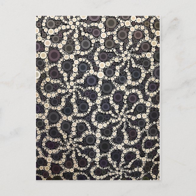 Postal Pétalos de flores de mosaico Black Brown Tan (Anverso)