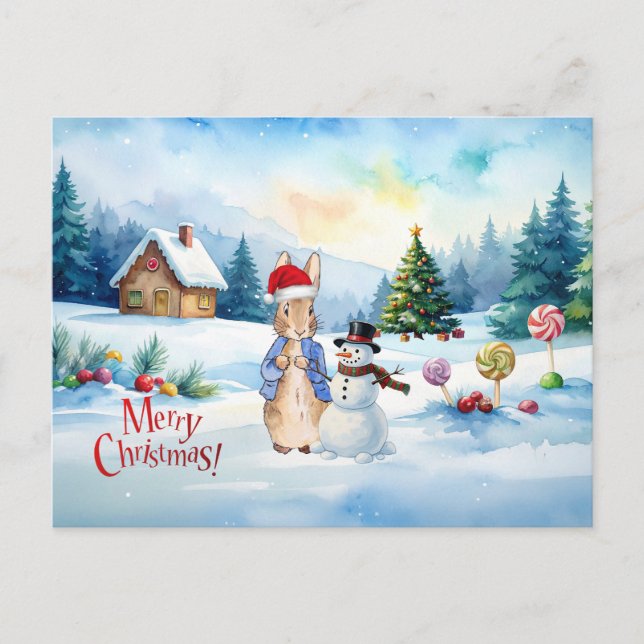 Postal Peter, la casa de pan de jengibre de conejo (Anverso)