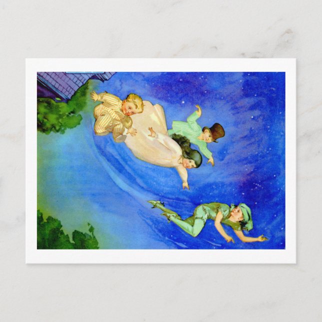 POSTAL PETER PAN, WENDY, JOHN Y MICHAEL VOLAN FUERA (Anverso)