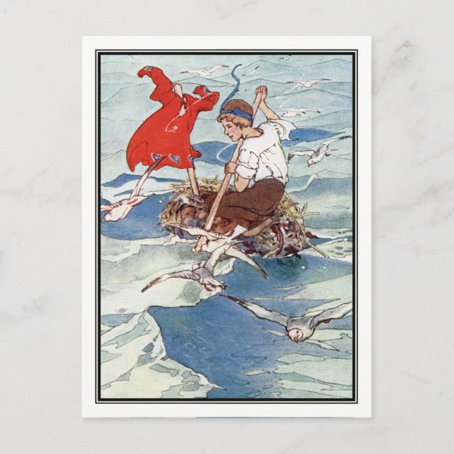 Postal Peter Pan y Tinker Bell de Alice B. Woodward (Anverso)