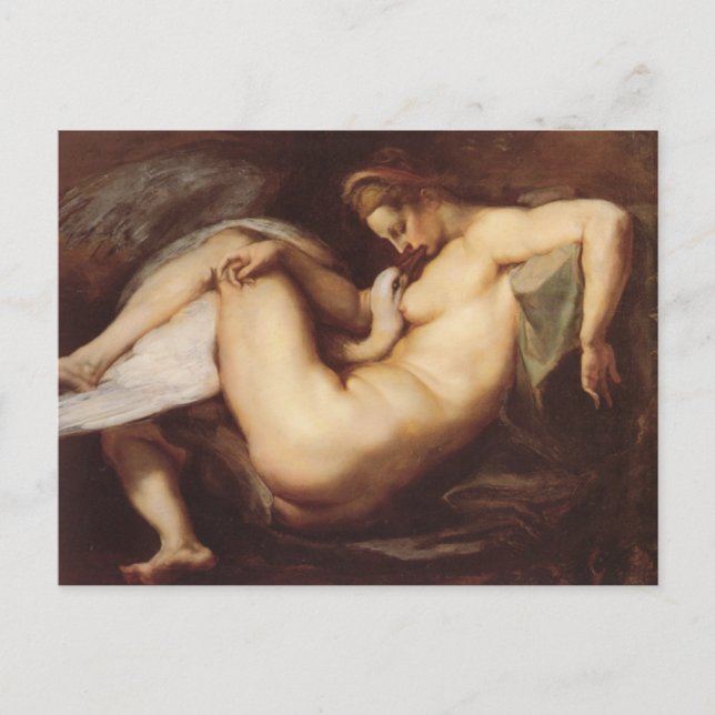 Postal Peter Paul Rubens - Leda y el cisne (Anverso)