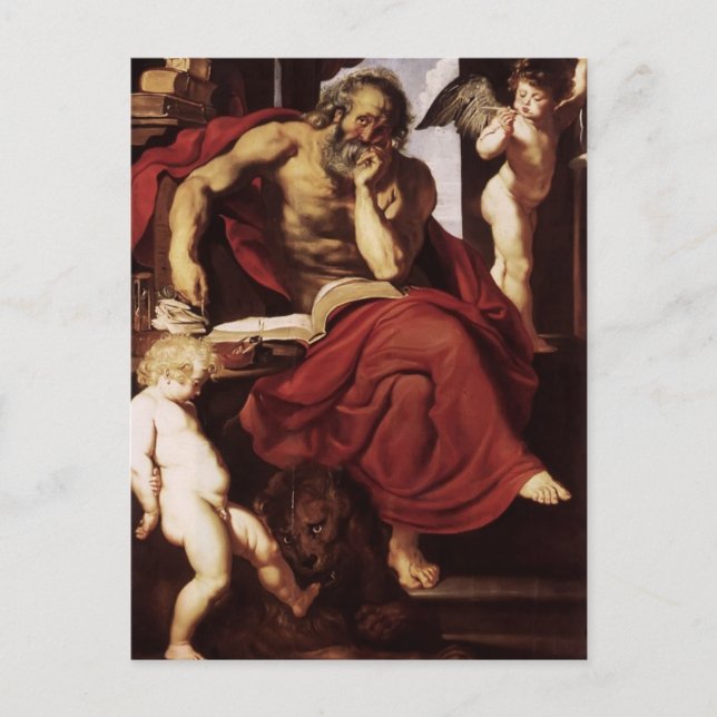 Postal Peter Paul Rubens - San Jerome en su ermita (Anverso)