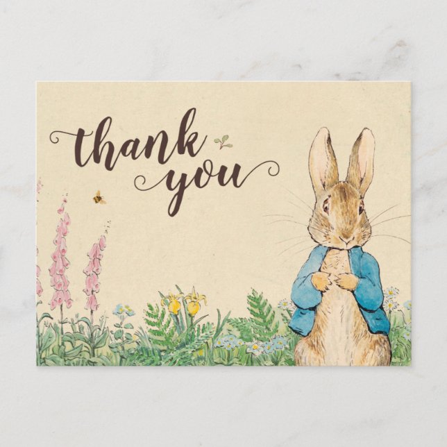 Postal Peter Rabbit | Boy Baby Shower Gracias (Anverso)