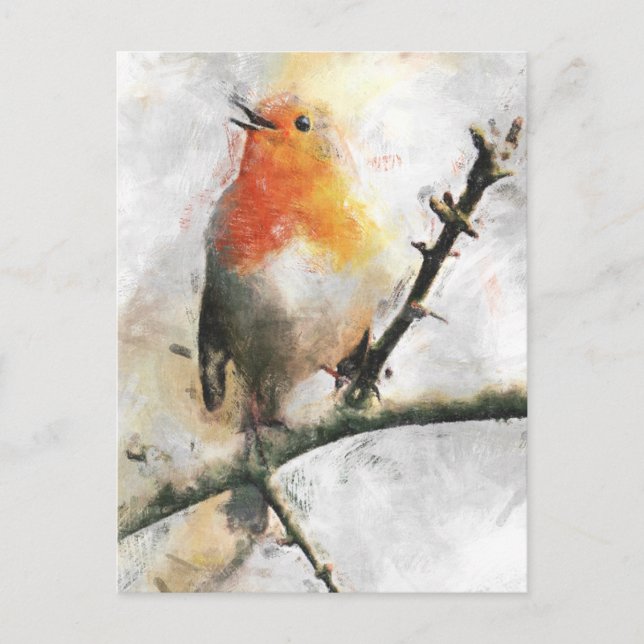 Postal Petirrojo Redbreast (Anverso)