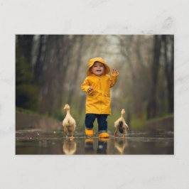 Postal Petit enfant et canards