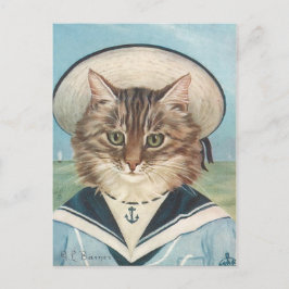 Postal Petit garçon mer chat