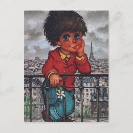 Postal Petit Poulbot à la fleur