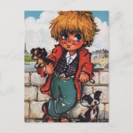 Postal Petit Poulbot avec petits chiens