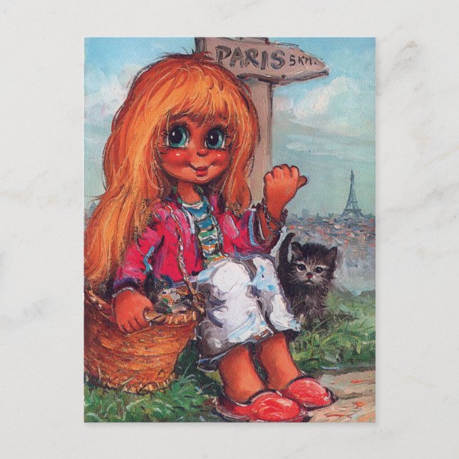 Postal Petit Poulbot et chaton (Anverso)