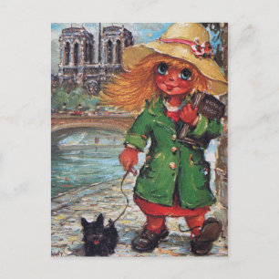 Postal Petit Poulbot et petit chien