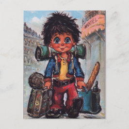 Postal Petit Poulbot voyageur