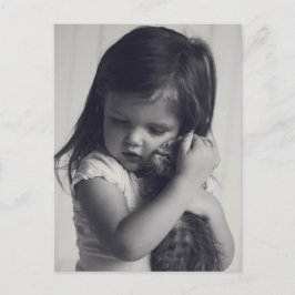 Postal Petite fille et chaton