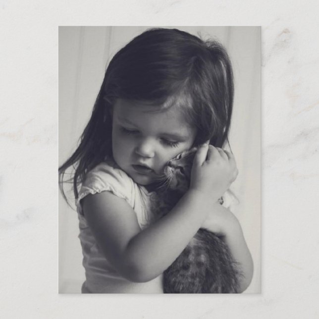 Postal Petite fille et chaton (Anverso)