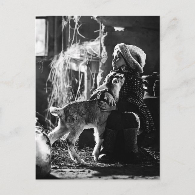 Postal Petite fille et chèvre (Anverso)