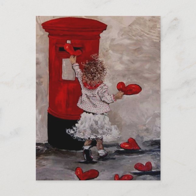 Postal Petite filme postant des coeurs (Anverso)