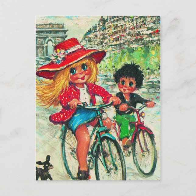 Postal Petits Poulbots à vélo 2 (Anverso)