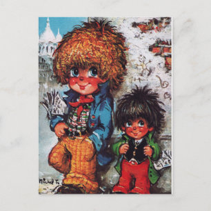 Postal Petits Poulbots journaux