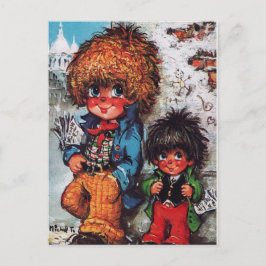 Postal Petits Poulbots journaux