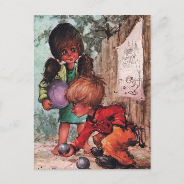 Postal Petits Poulbots pétanque (Anverso)