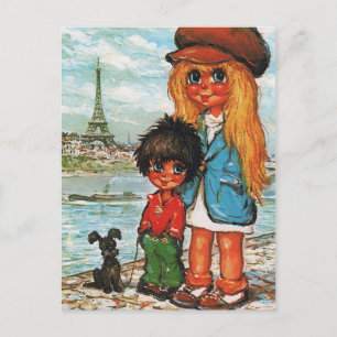 Postal Petits Poulbots Tour Eiffel