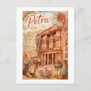 Postal Petra Antiguo Jordania Maravilla Antigua Vintage