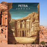Postal Petra Jordan Ancient Rose City Al-Khazneh<br><div class="desc">Step back in time to the capital of the Nabataean Kingdom with this stunning Petra Travel Card. This vintage-style illustration captures the magnificent facade of The Treasury,  carved with intricate detail into the soaring canyon walls of the Siq.</div>