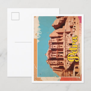 Postal Petra Jordan Pop Art Travel Ilustracion
