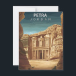 Postal Petra Jordania Antigua Ruinas Vintage<br><div class="desc">Retroceda en el tiempo al mundo antiguo con esta impresionante tarjeta postal de viaje de Petra Jordania. Este cautivador diseño ilustrado presenta el mundialmente famoso Al-Khazneh (El Tesoro), la estructura más icónica de la 'Ciudad Rosa'. La ilustración captura magistralmente la escala dramática de las ruinas nabateas, talladas en los impresionantes...</div>