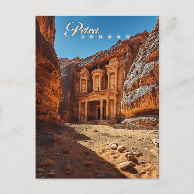 Postal Petra, Jordania: Icónico Templo de Rock Rojo (Anverso)