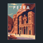 Postal Petra Jordania Viajes Arte Vintage<br><div class="desc">Arte vectorial de Petra. Petra es un famoso sitio arqueológico en el desierto del suroeste de Jordania. Data de alrededor del 300 a.C.,  fue la capital del Reino Nabateo.</div>