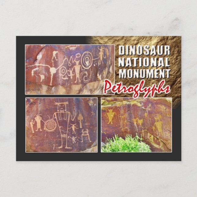 Postal Petroglifos, Monumento Nacional de Dinosaurio, Uta (Anverso)