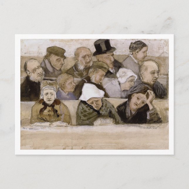 Postal Pew de la iglesia con fieles, Vincent van Gogh (Anverso)